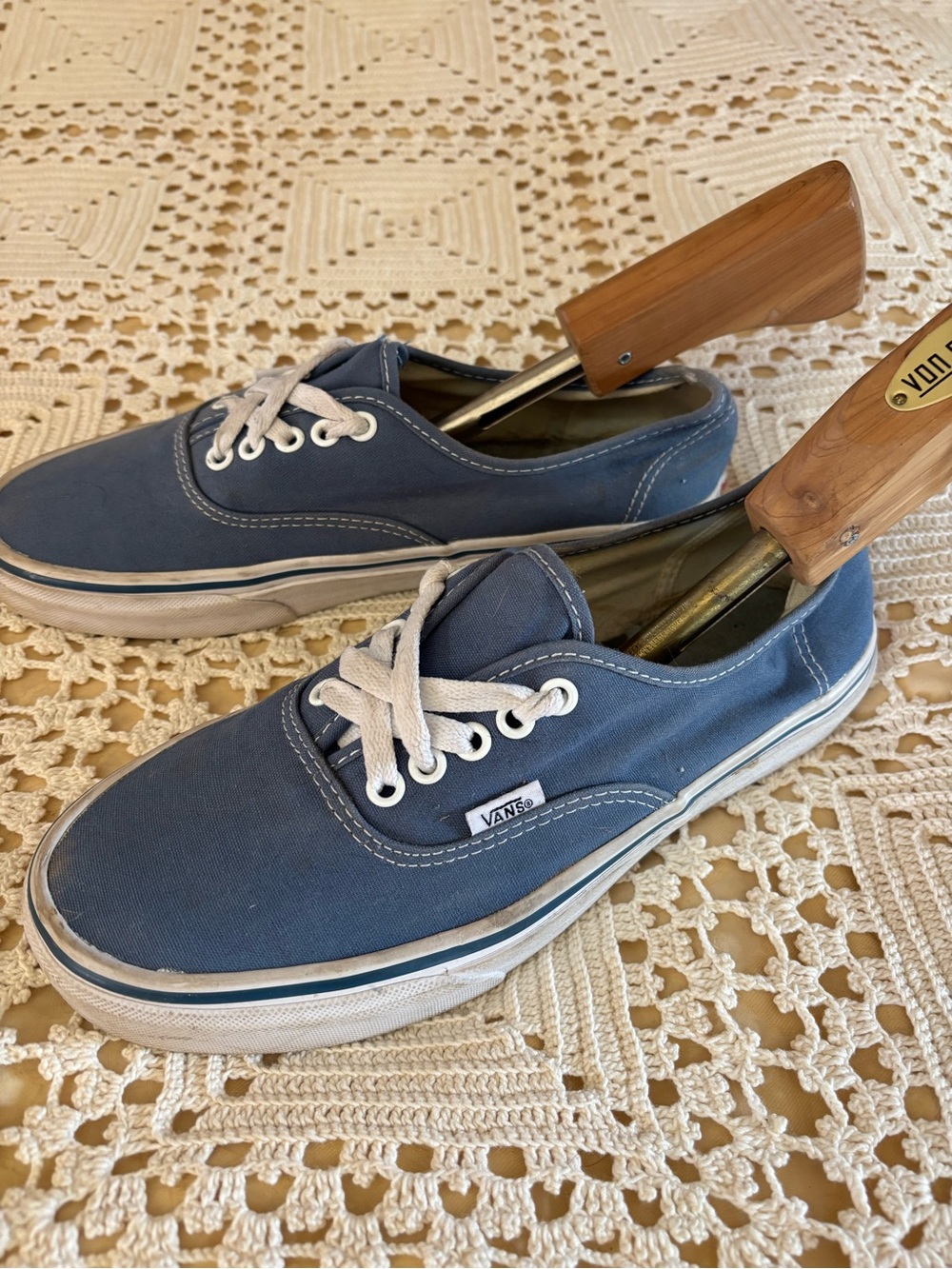 Vans Blue Canvas Low-Top Lace-Up Sneakers